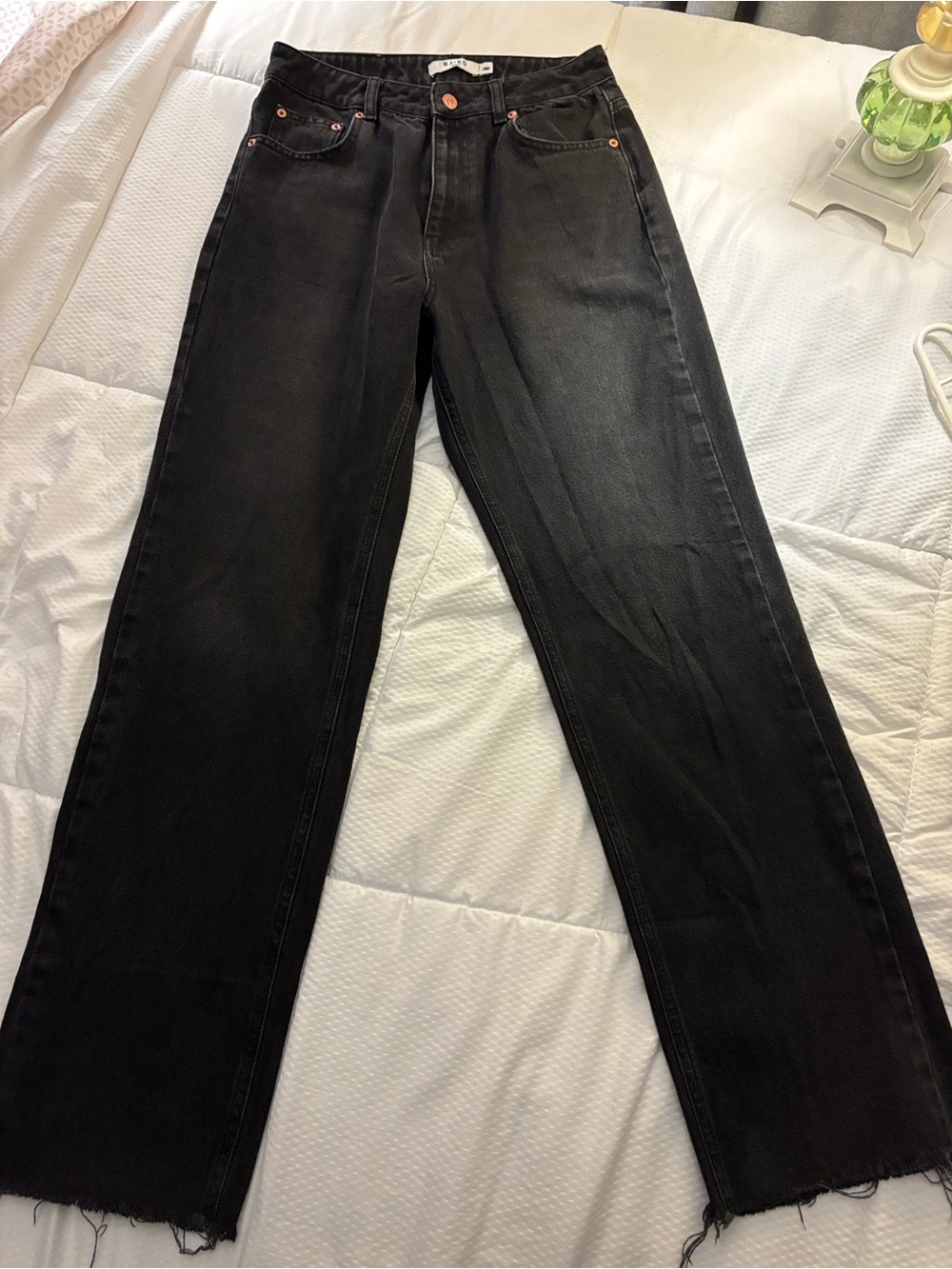Womens NA-KD Black Straight-Leg Jeans size 38(6US )